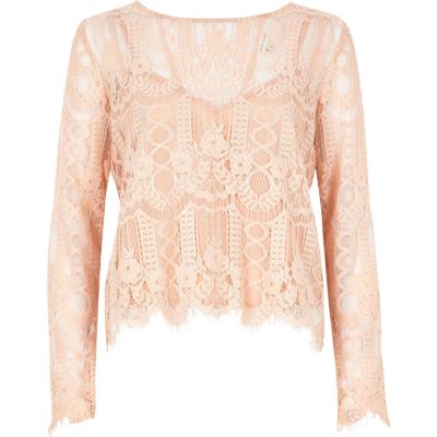 Nude lace top